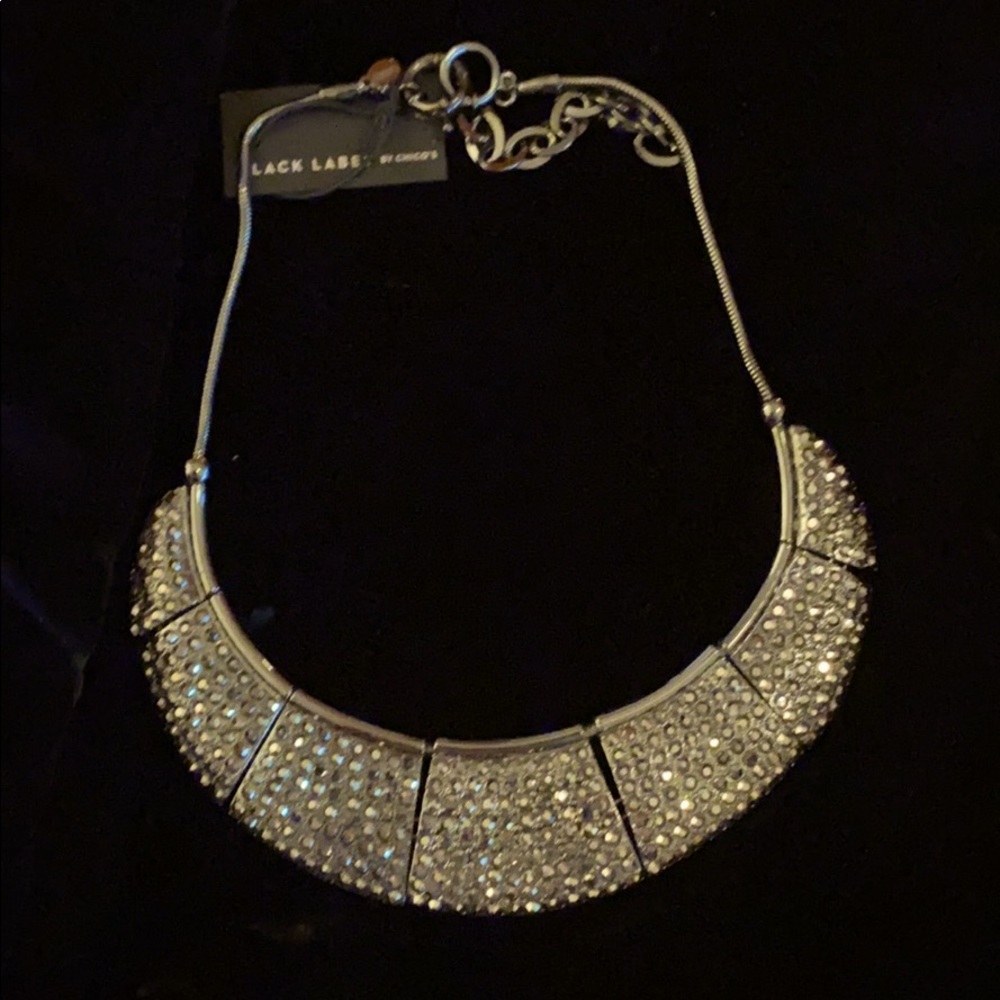 Chrome black diamond studded choker.